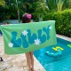 Personalized  Groovy 70 s Design, Retro Style Custom Name Beach Towel, Hippie Vintage Flowers, Personalized Pool Towel, Vacation Birthday Gift