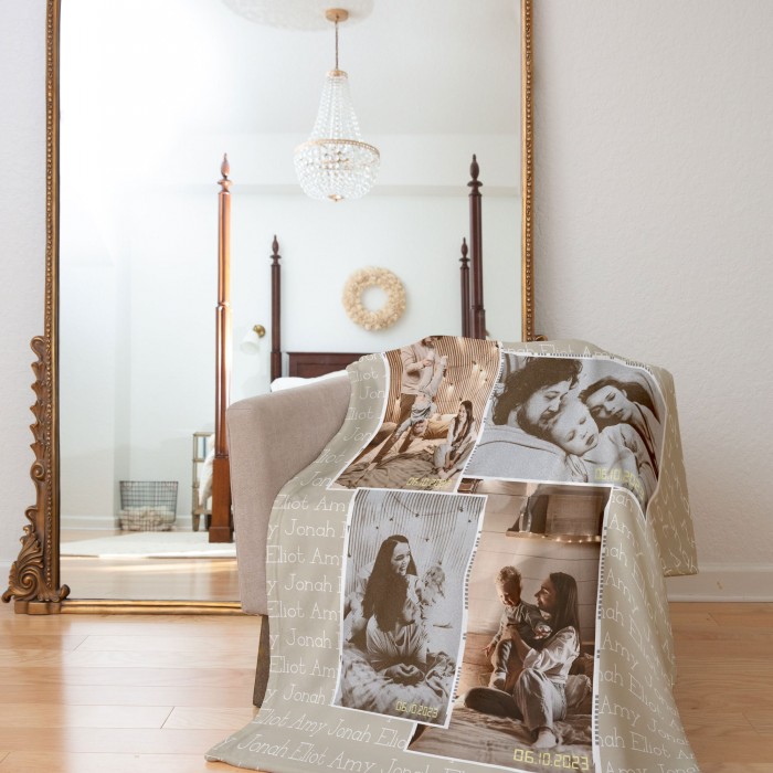 Custom Valentine s Day Gift, Personalized Photo and Names Blanket, Christmas Gift, Gift For Mom, Gift For Dad, Christmas Gift, Grandma Gift