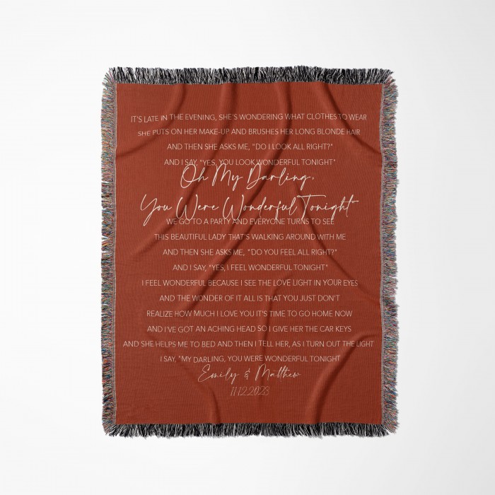 Custom Song Lyric Woven Tapestry, Personalized Anniversary Gift, Christmas Present For Couples, Keepsake Blanket, Gift For Mom/Dad