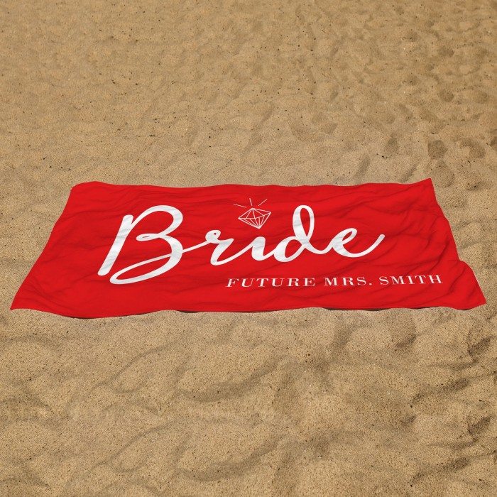Bride and Bridesmaid Custom Pool Towel, Personalized Bath Towel, Bachelorette Beach Towel, Present For Her