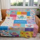 Dinosaur Name Blanket, Patchwork Style Kids Room Decor, Personalizable Couch Throw, Baby Shower Gift, Jurassic Print, Gift For Baby Boy
