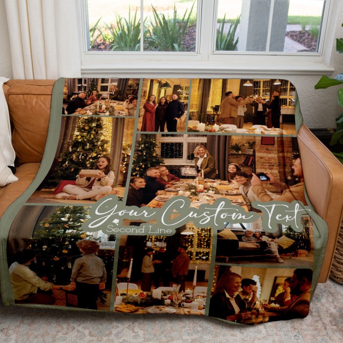 Custom Layout Photo Collage Blanket, Custom Picture Blanket, Christmas Gift, Gift For Mom, Gift For Dad, Gift For Girlfriend Boyfriend