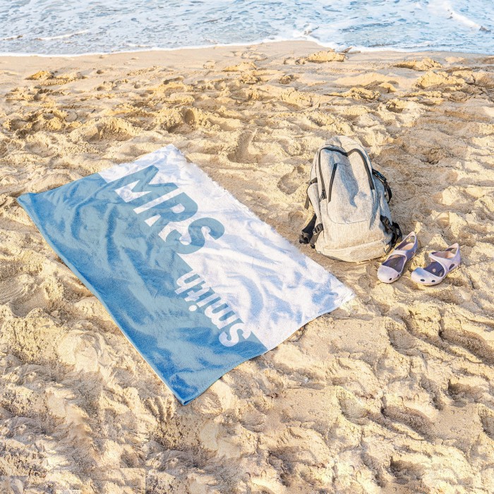 Custom Mr. and Mrs. Beach Towels, Personalized Bridal Shower Gift, Newlywed Gifts, Honeymoon Vacation Gift, Gift For Bride and Groom