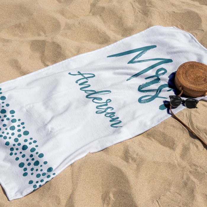 Personalized Mr. and Mrs. Towel, Customized Beach Towel, Honeymoon Gift, Bridal Shower Gift, Bride Beach Towel, Gift For Groom Honeymoon Gift
