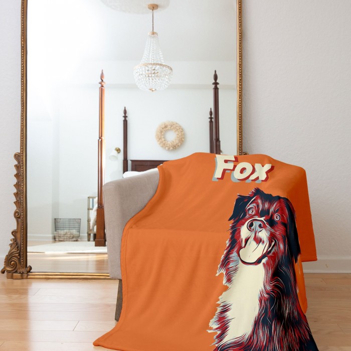 Custom Pop Art Blanket Using Pet Photo + Name, Personalized Pet Gift, Gift For Dog Lovers, Dog Dad Gift, Cat Face Blanket, Cat Mom Gift