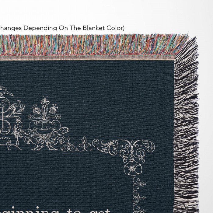 Personalized Book Page Woven Blanket, Cottage Core Fringed Quilt, Christmas Gift For Book Lovers, Favorite Quote Gift, Bookworm Present