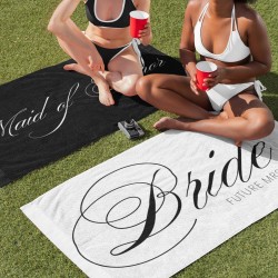 Custom Name Bridesmaid Towels, Gift for Groom, Gift for Maid of Honor, Bachelorette Party Favor, Honeymoon Vacation Gift, Bride Beach Towel