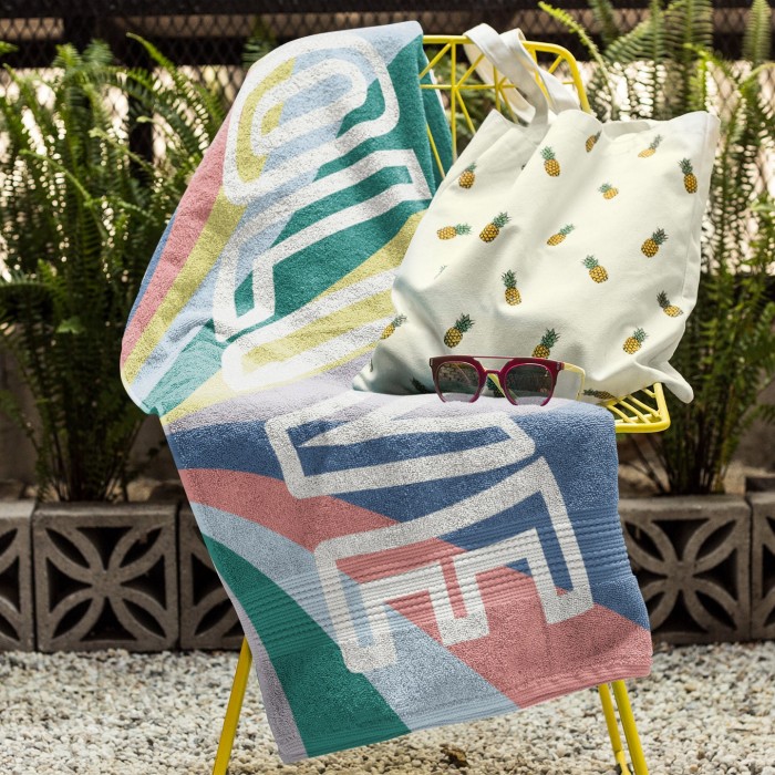 Custom Name Multi-Color Striped Design Beach Towel, Personalized Pool Towel, Bachelorette Trip, Birthday Vacation Gift, Gift For Her Him