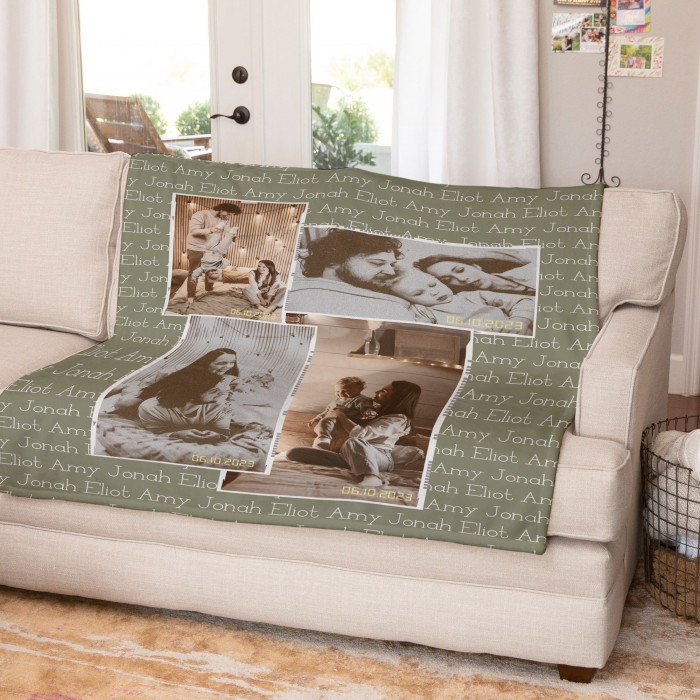 Custom Valentine s Day Gift, Personalized Photo and Names Blanket, Christmas Gift, Gift For Mom, Gift For Dad, Christmas Gift, Grandma Gift