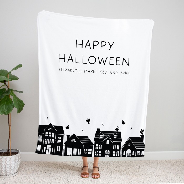Personalized Family Blanket, Haunted Houses Halloween Blanket, Gothic House Decor, Spooky Couch Throw, Witchy Decor, Custom Presents