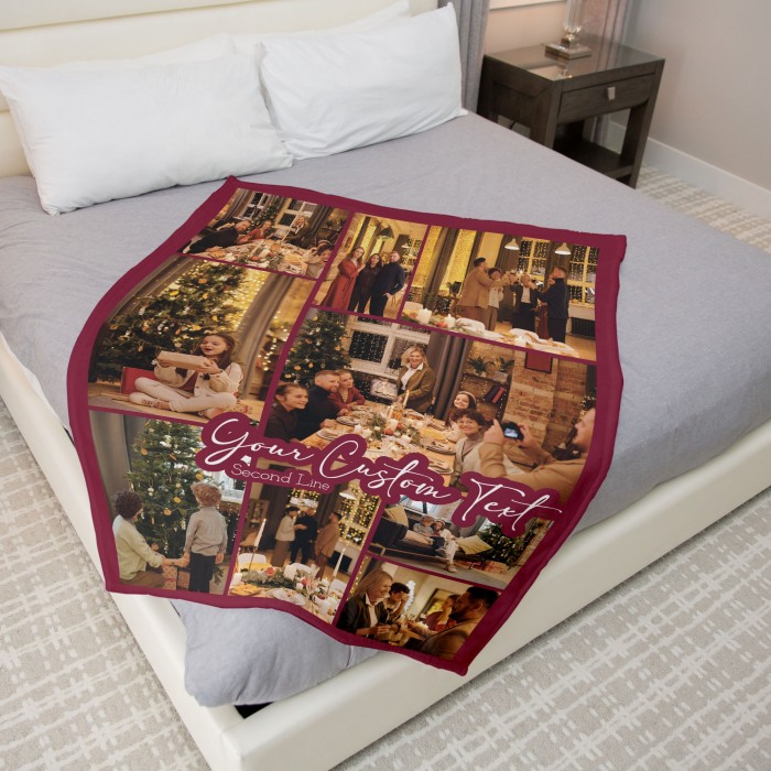 Custom Layout Photo Collage Blanket, Custom Picture Blanket, Christmas Gift, Gift For Mom, Gift For Dad, Gift For Girlfriend Boyfriend