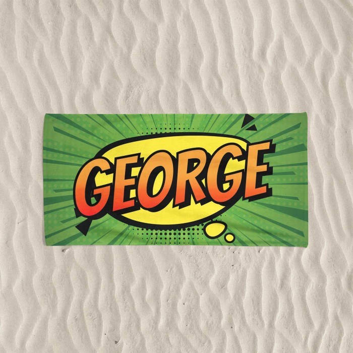 Custom Name Pop-Art Beach Towel, Comic Book Style Personalized Towel, Gift For Kids, Birthday Gift, Gift For Dad, Gift For Mom, Pool Towel