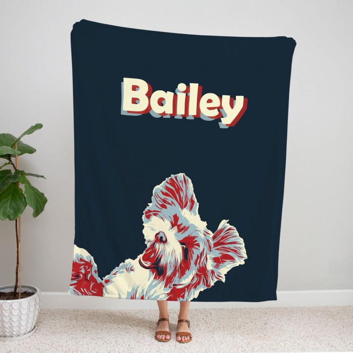 Custom Pop Art Blanket Using Pet Photo + Name, Personalized Pet Gift, Gift For Dog Lovers, Dog Dad Gift, Cat Face Blanket, Cat Mom Gift