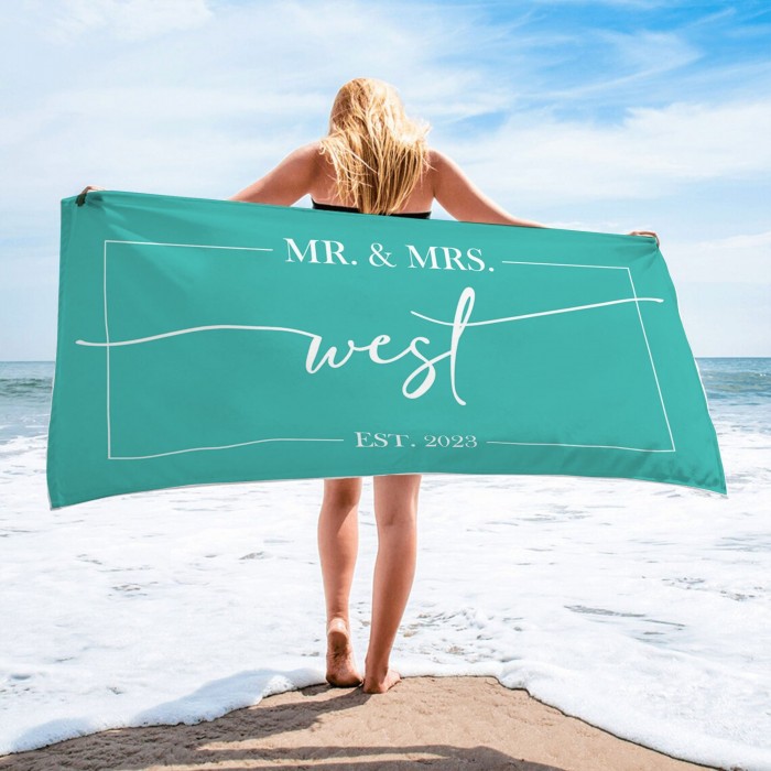 Mr. and Mrs. Custom Beach Towel, Bride Beach Towel, Personalized Beach Towel, Custom Beach Towel,Bachelorette Bride Beach Towel
