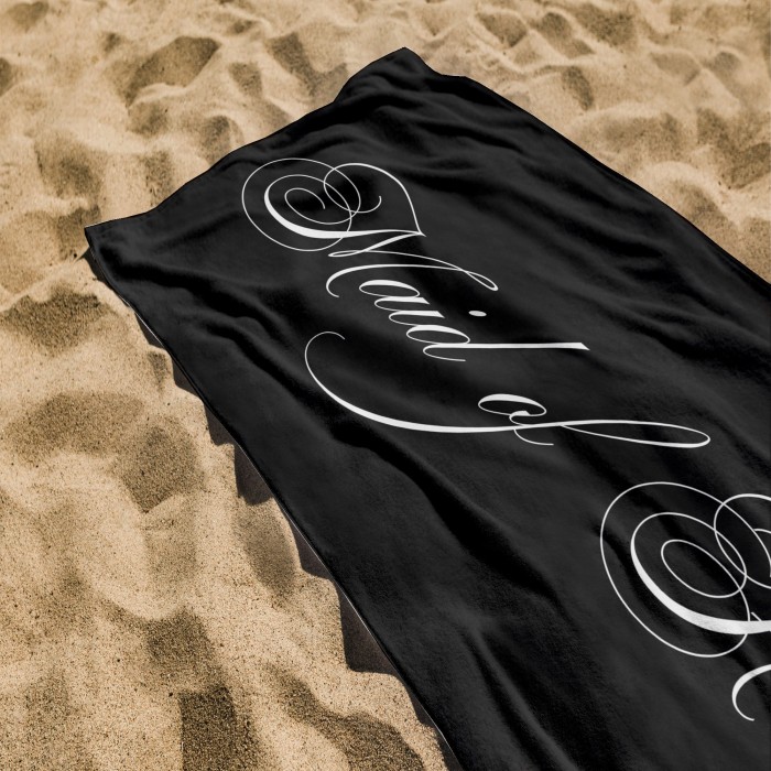 Custom Name Bridesmaid Towels, Gift for Groom, Gift for Maid of Honor, Bachelorette Party Favor, Honeymoon Vacation Gift, Bride Beach Towel