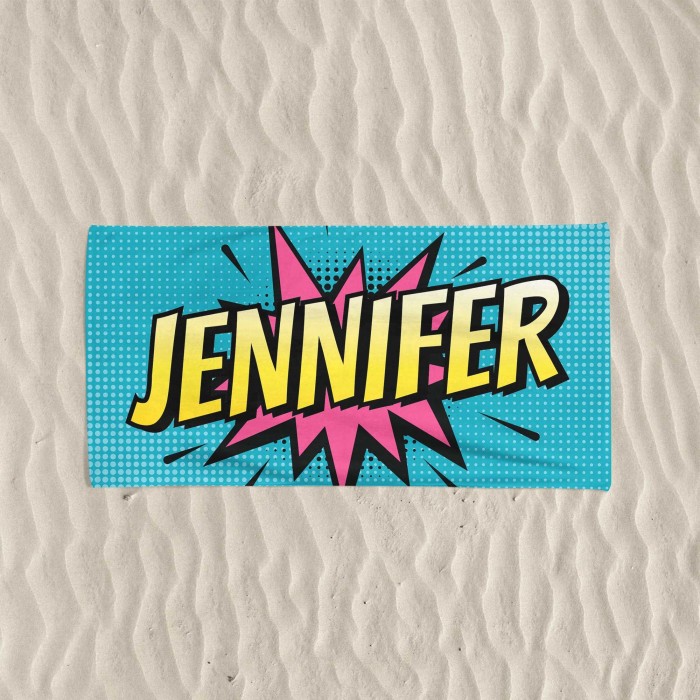 Custom Name Pop-Art Beach Towel, Comic Book Style Personalized Towel, Gift For Kids, Birthday Gift, Gift For Dad, Gift For Mom, Pool Towel
