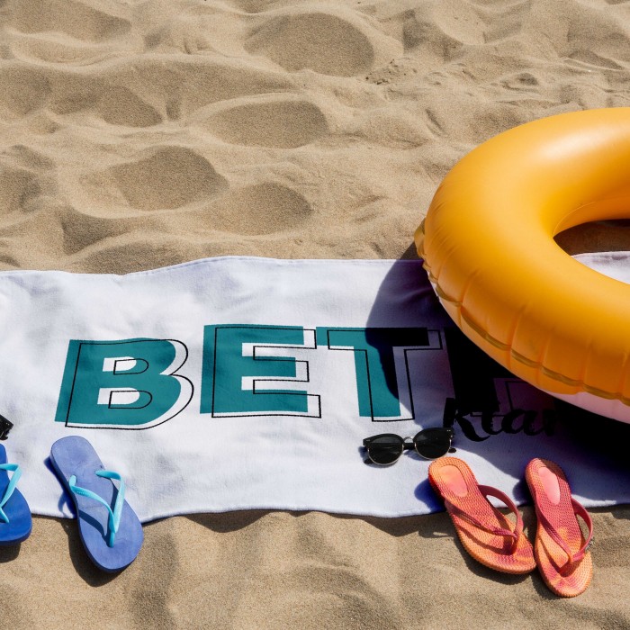 Solid Bold Font Style Personalized Towel, Multi Color Font Design Beach Towel, Bachelorette Trip, Birthday Vacation Gift, Bridesmaid Gift