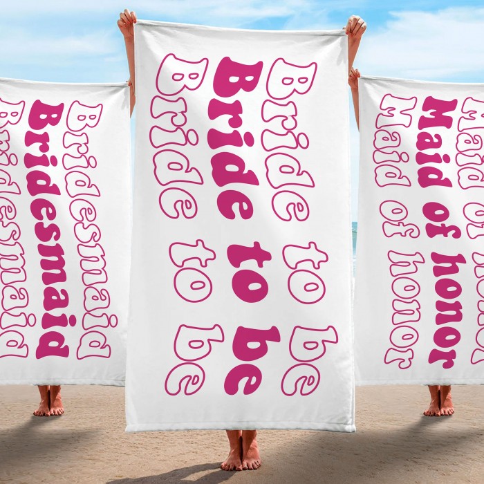 Retro Style Bachelorette Party Beach Towels, Bridesmaid Towel, Maid of Honor Towel, Bridal Shower Gift, Bachelorette Party Favors