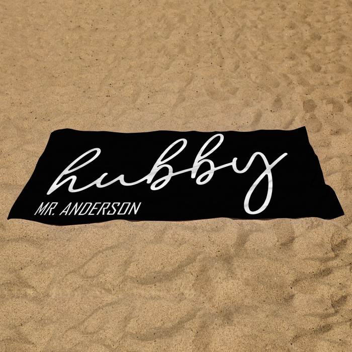 Wifey Hubby Custom Beach Towel, Custom Wedding Proposal Gift, Bride Beach Towel, Personalized Beach Towel, Bachelorette Bride Beach Towel