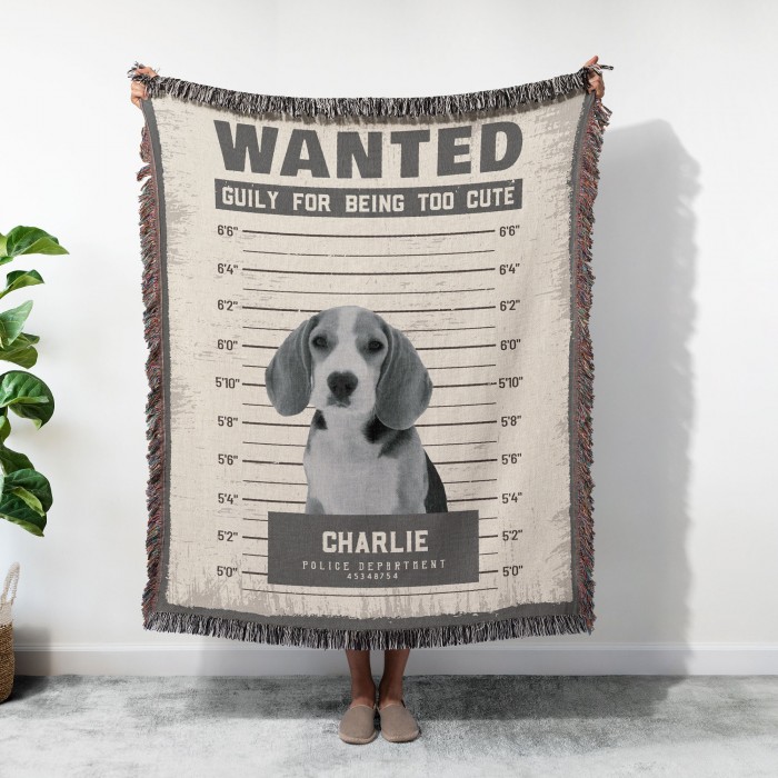 Custom Wanted Pet Woven Blanket, Dog/Cat Lover Gift, Present For Dog Moms, Dog Dads, Western Style Wanted Poster Tapestry