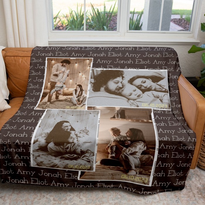 Custom Valentine s Day Gift, Personalized Photo and Names Blanket, Christmas Gift, Gift For Mom, Gift For Dad, Christmas Gift, Grandma Gift