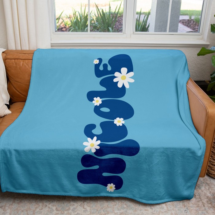 Retro Style Custom Name Blanket, Groovy 70 s Design, Personalized Name Blanket, Baby Shower Gift, Christmas Gift, Gift For Mom, Gift For Dad