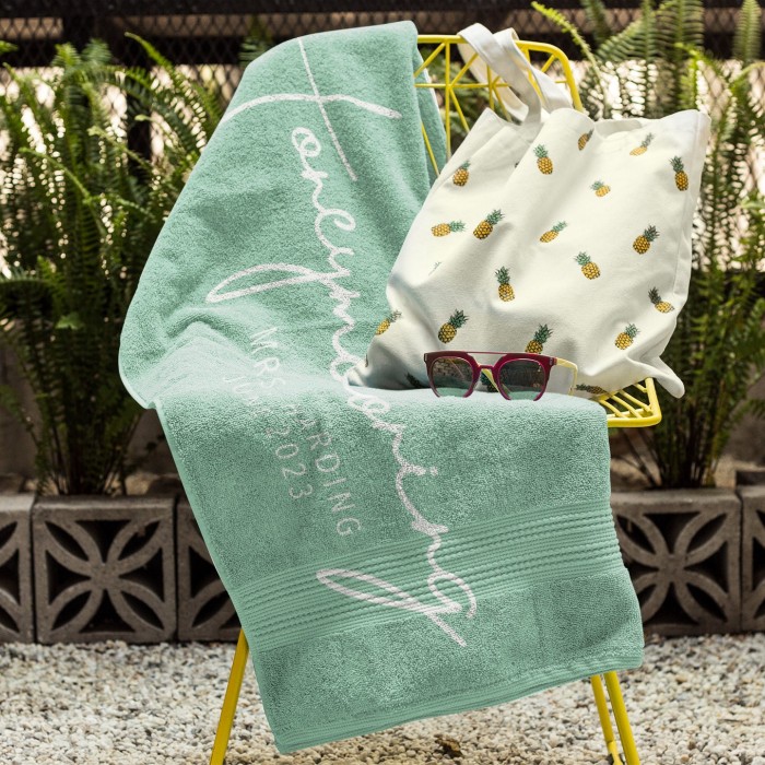 Personalized Wedding Gift For Bride, Honeymooning Beach Towel, Custom Mrs. Name Towel, Honeymoon Gift, Bridal Shower Gift