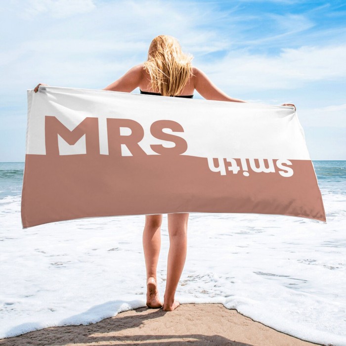 Custom Mr. and Mrs. Beach Towels, Personalized Bridal Shower Gift, Newlywed Gifts, Honeymoon Vacation Gift, Gift For Bride and Groom