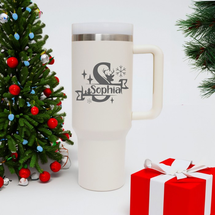 Personalized Design 40 oz Tumbler With Name, Christmas Custom 40 oz Tumbler Gift, Christmas Party Gift, Engraved Christmas Tumbler Gift