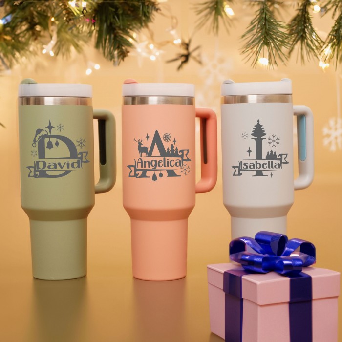 Personalized Design 40 oz Tumbler With Name, Christmas Custom 40 oz Tumbler Gift, Christmas Party Gift, Engraved Christmas Tumbler Gift