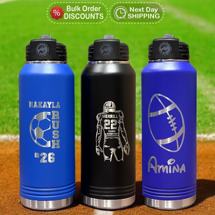 Football Custom Team Player Water Bottle, Sports water bottle