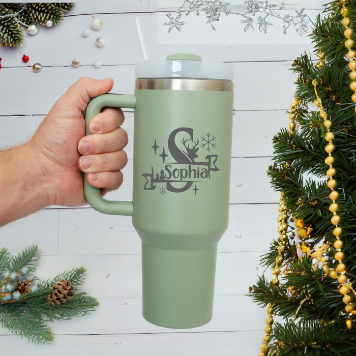 Personalized Design 40 oz Tumbler With Name, Christmas Custom 40 oz Tumbler Gift, Christmas Party Gift, Engraved Christmas Tumbler Gift
