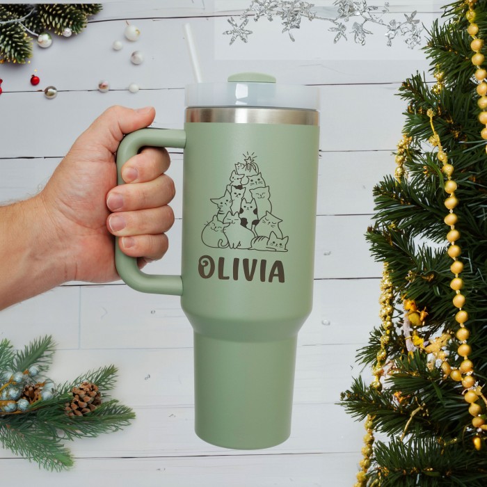 Personalized Design 40 oz Tumbler With Name, Christmas Custom 40 oz Tumbler Gift, Christmas Party Gift, Engraved Christmas Tumbler Gift