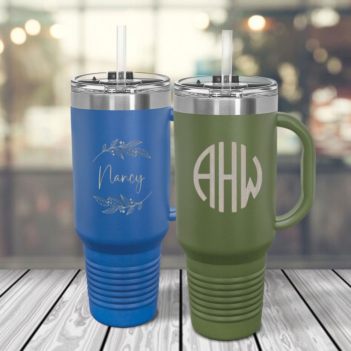 Custom Logo 40oz Tumbler With Handle, 40oz Tumbler with Handle &Straw