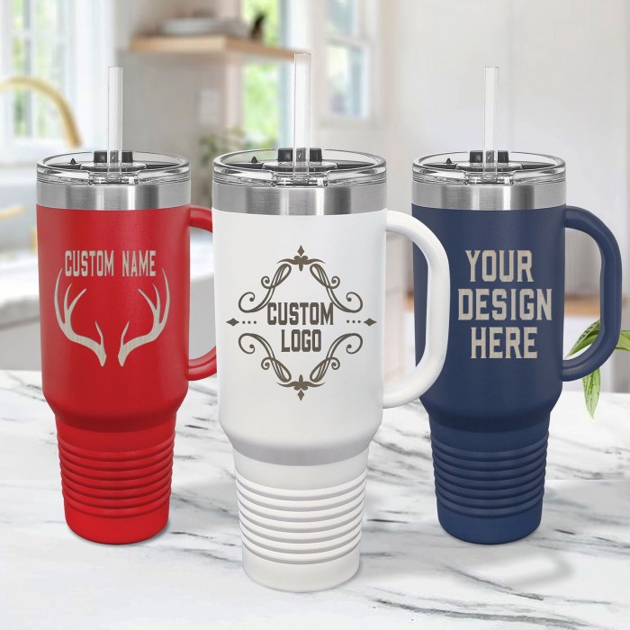 Custom Logo 40oz Tumbler With Handle, 40oz Tumbler with Handle &Straw