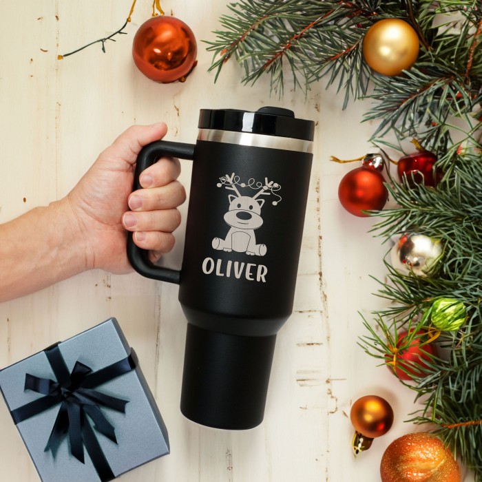 Personalized Design 40 oz Tumbler With Name, Christmas Custom 40 oz Tumbler Gift, Christmas Party Gift, Engraved Christmas Tumbler Gift