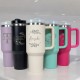 Personalized Logo 40oz Handle Tumbler With Name,  Custom Tumbler Lid Straw, Steel Laser Engraved, Bulk Handle Tumbler Christmas Gift