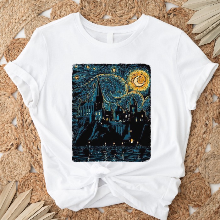 Starry Night Shirt, Magic Wizard Castle Boat, Magic School