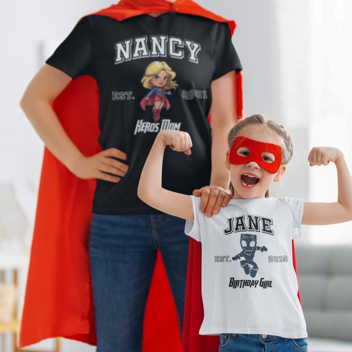 Custom Superheroes Shirt, Personalized Cute Hero Birthday Shirt,Family Birthday Party Tee,Hoollywood Trip Tee