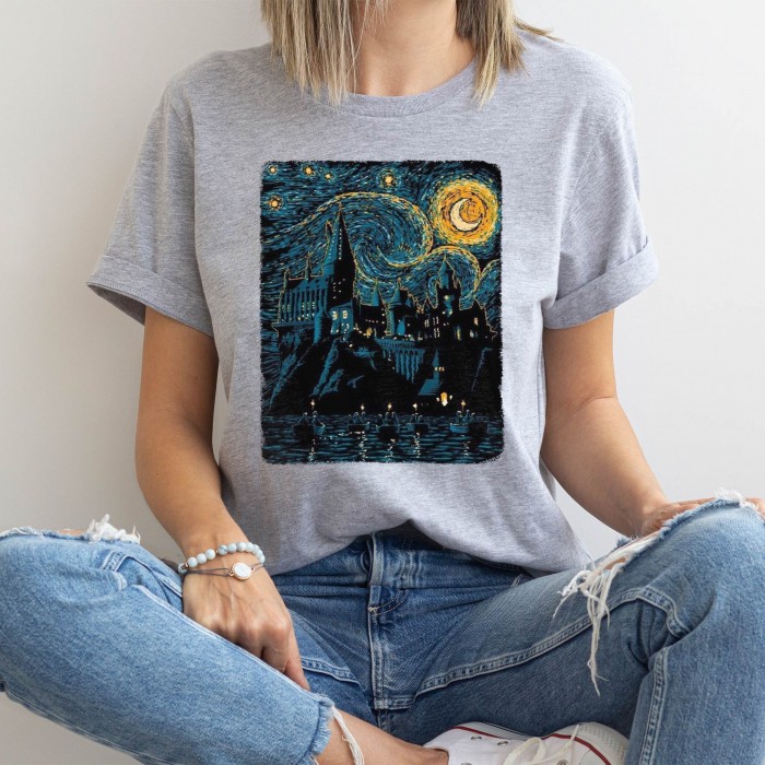Starry Night Shirt, Magic Wizard Castle Boat, Magic School
