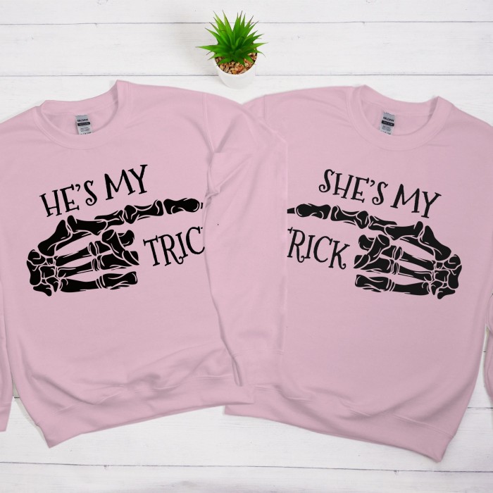 She is my Trick He is My Treat Sweatshirt, Halloween Costume