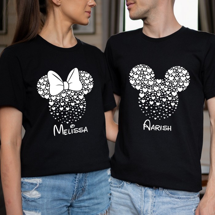 Disney Minnie Mickey Heart Family Shirt, Disney Vacation Shirt, Hearts Inside Minnie s Head Shirt, Family Vacation Tee