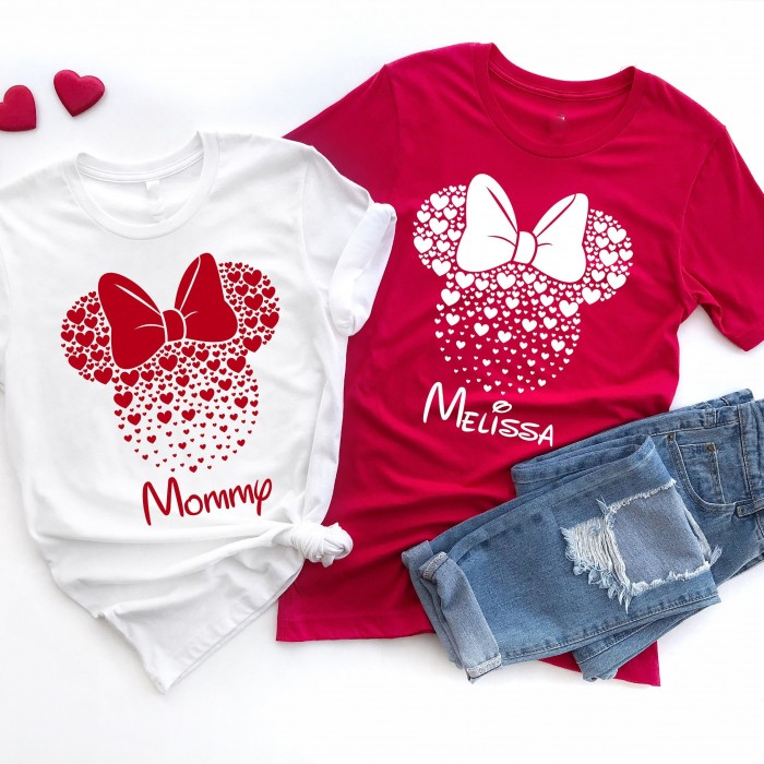 Disney Minnie Mickey Heart Family Shirt, Disney Vacation Shirt, Hearts Inside Minnie s Head Shirt, Family Vacation Tee