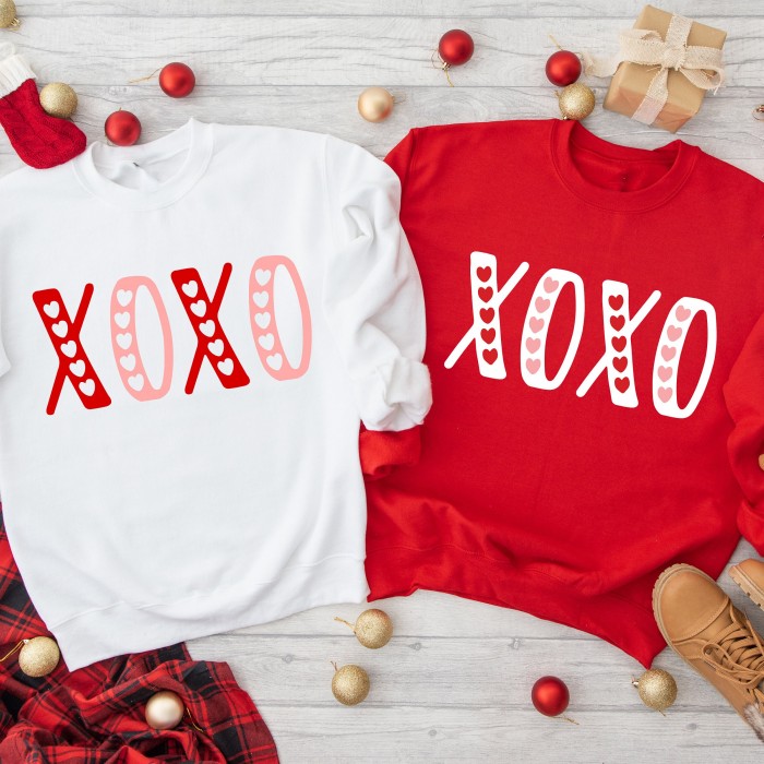 XOXO Valentines Day Sweatshirts, Couples Valentines Day Sweter