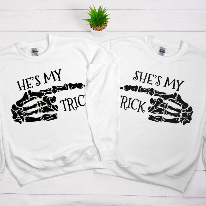 She is my Trick He is My Treat Sweatshirt, Halloween Costume