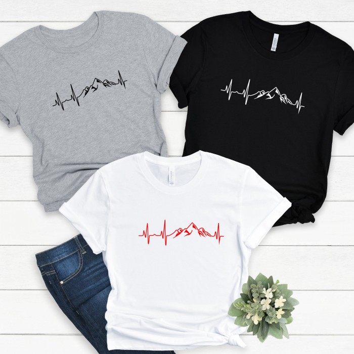Mountain Heartbeat Shirt for Fathers Day Gift, Hiking Gift for Men