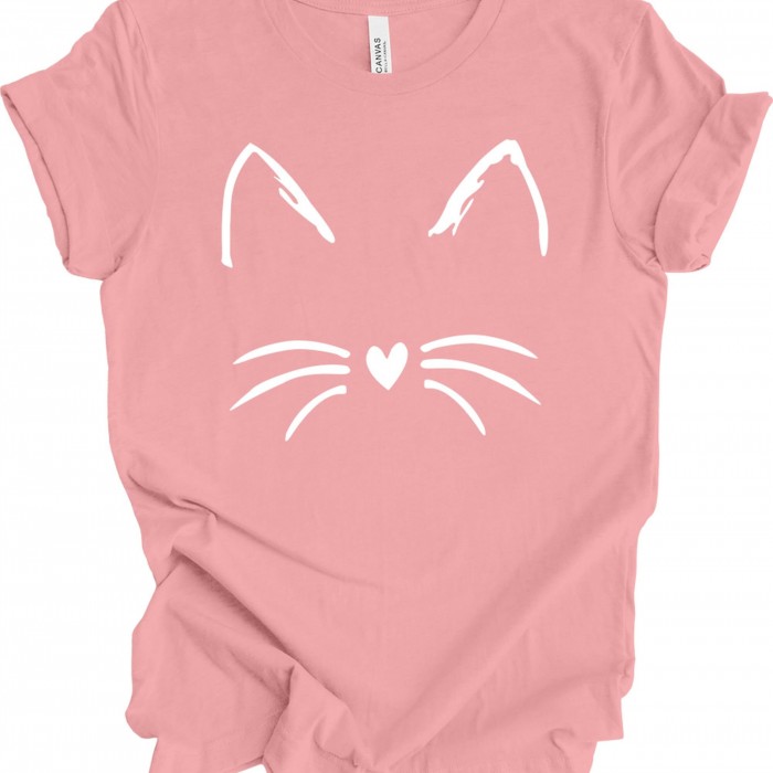 Cat Face Shirt for Women, Cat T Shirt for Her, Gift for Cat Lover for Birthday, Cat Mom Tshirt for Her, Gift for Cat Owner for Christmas