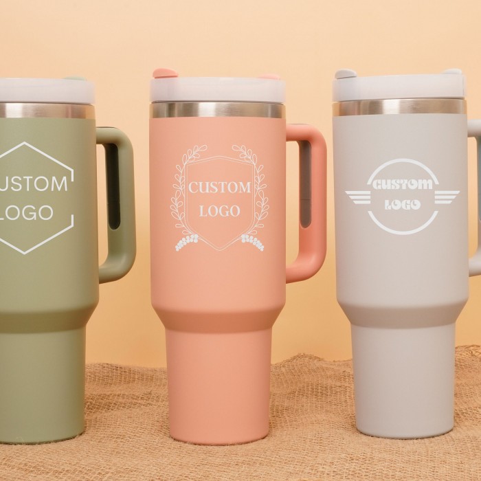 Custom Logo 40oz Tumbler With Handle, Tumbler Lid Straw