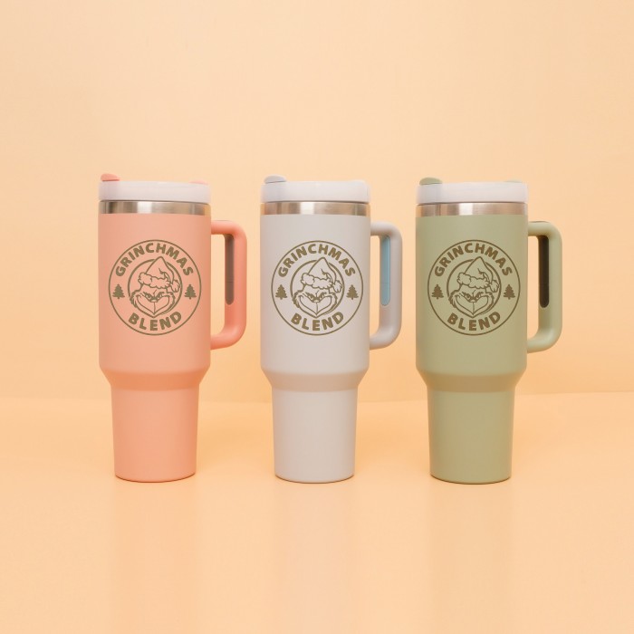 Grinchmas Blend 40oz Tumbler, Personalizable Christmas Gift Tumbler With Lid Straw, Stainless Steel Laser Engraved Insulated Mug