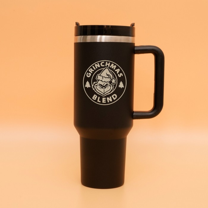 Grinchmas Blend 40oz Tumbler, Personalizable Christmas Gift Tumbler With Lid Straw, Stainless Steel Laser Engraved Insulated Mug